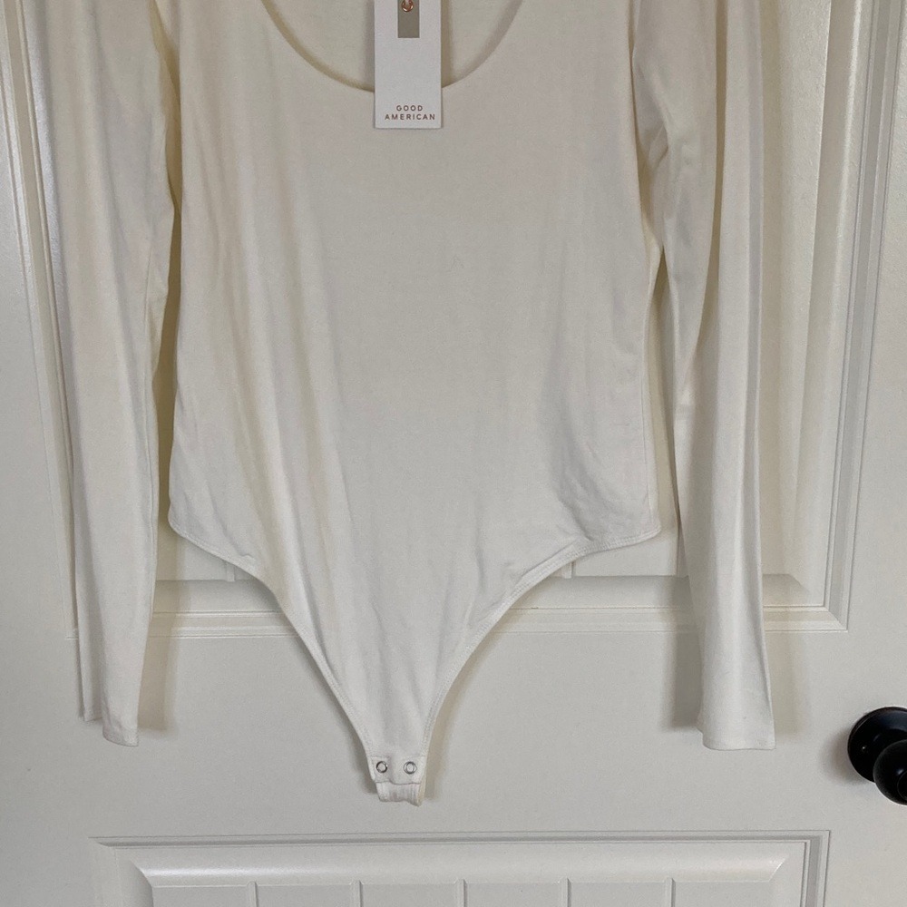 Good American Womens Off White Long Sleeve Bodysuit Size‎ 3 Thong Basic NWT - Picture 6 of 13